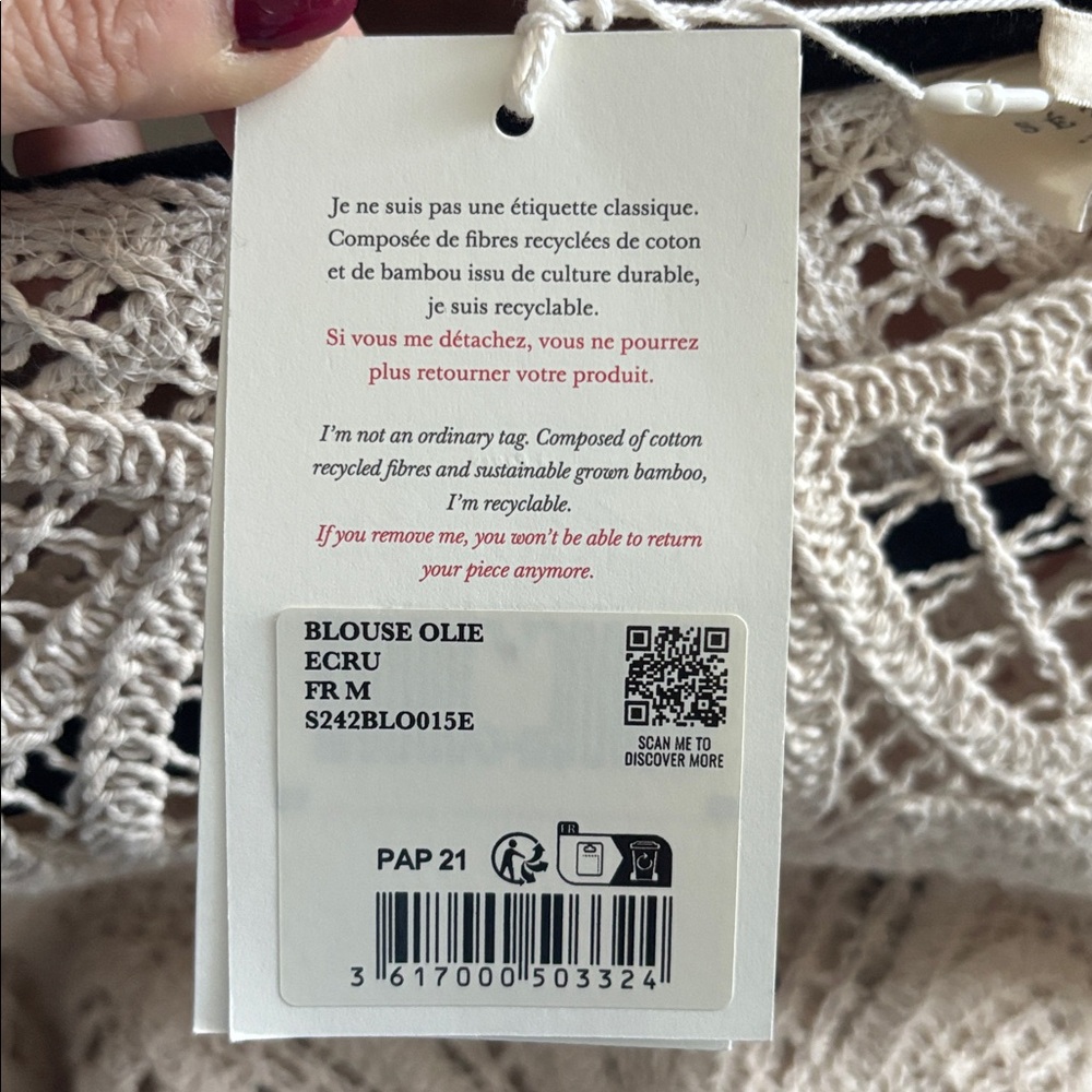 Sezane Olie Ivory Lace Blouse - Picture 4 of 5